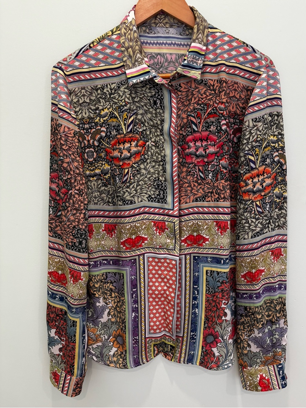 Just Cavalli Long Sleeve Blouse- Black Label with Holographic Detail